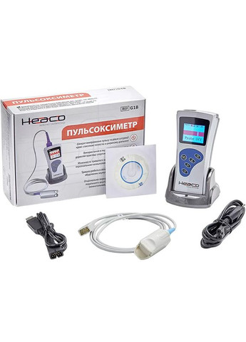 Пульсоксиметр G1B Sp02 із датчиком для дорослого (G1B-1) Heaco (373638027)