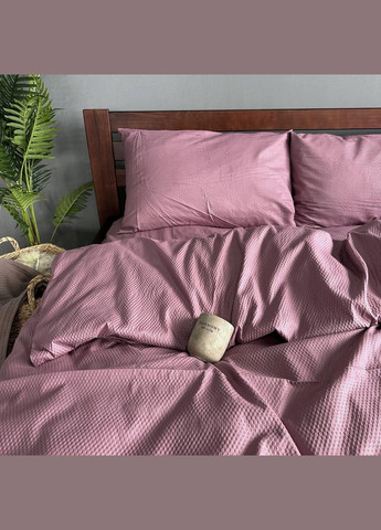 Постельное белье в однотонная полисатин в стиле жатки Двуспальное Простынь на резинке 180x200х20 Винное 70 х 70 No Brand (327797539)