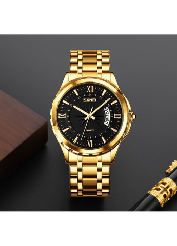 Годинник золотистий чоловічий стрілочний кварцовий з нержавіючою сталлю для повсякденного використання. ProDobro (367265719)