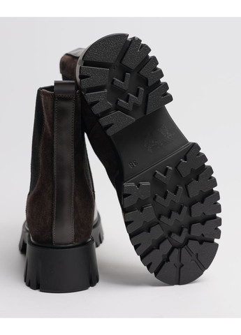 Зимние ботинки челси коричневый замша шерсть Corso Vito без декора из натуральной замши