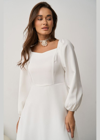 Белое вечернее платье с юбкой-солнце, а-силуэт FashionYouWant однотонное
