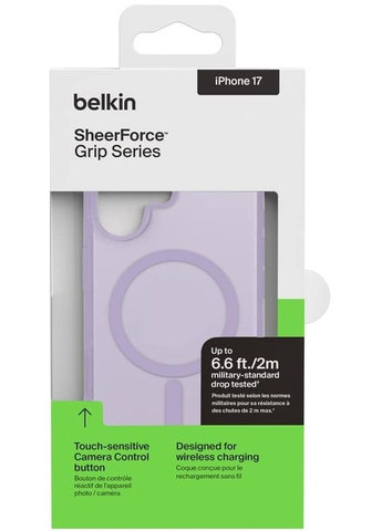 Чехол для iPhone 17, Magnetic Protective Grip, Lavender (MSA034HQLV) Belkin (372464746)