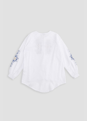 Белая вышиванка с длинным рукавом для девочки цвет белый цб-00258165 Cuento kids поплин (306712951)