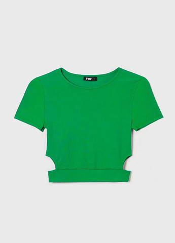 Зеленая летняя футболка женская в рубчик зеленого цвета Let's Shop