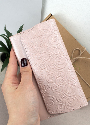 Подарочный женский набор №92: кошелек Leona + обложка на паспорт + ключница (розовые цветы) HandyCover (283323788)