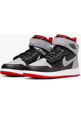 Сірі кросівки підліткові (gs) сіро-чорно-червоні dc7986-010 Nike AIR JORDAN 1 HI FLYEASE