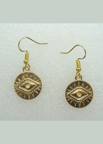Серьги серьги крючок (петля) Глаз Ра эмаль 3.5 см золотистые длинные серьги Liresmina Jewelry (285110901)