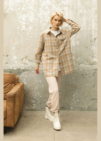 Бежевая кэжуал рубашка в клетку Seventeen с длинным рукавом