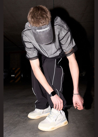 Cпортивні штани оверсайз Twain чорні з рефлективом Пушка Огонь (264737962)