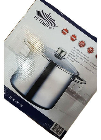 Каструля з нержавіючої сталі PH-15825-30 30 см зі скляною кришкою 16,5л Peterhof (297332062)