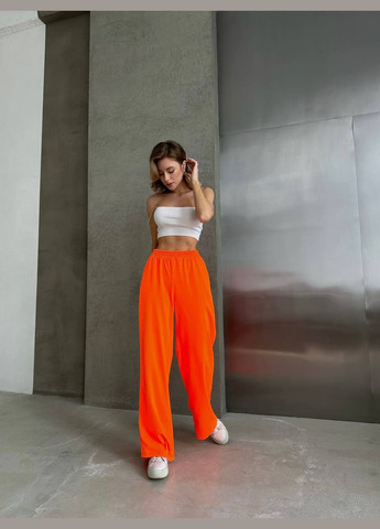 Кислотно-оранжевые летние брюки No Brand