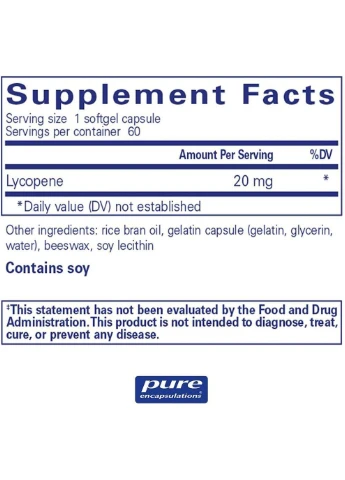 Лікопін Lycopene 20 мг 60 капс Pure Encapsulations (357340192)