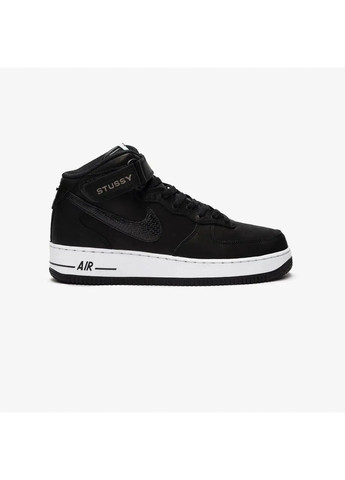 Черные демисезонные кроссовки мужские dj7840-001 мужские черные форсы оригинал Nike By Stussy Air Force 1 Mid Sp Black