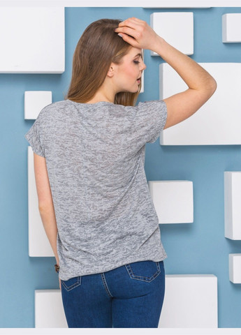 футболка прямого кроя с принтованной полочкой серая Dressa - (342113101)