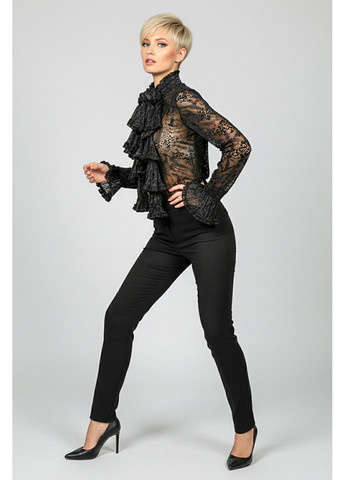 Чёрная женская блуза из органзы с шарфом lw-116679-3 черный Forza Viva