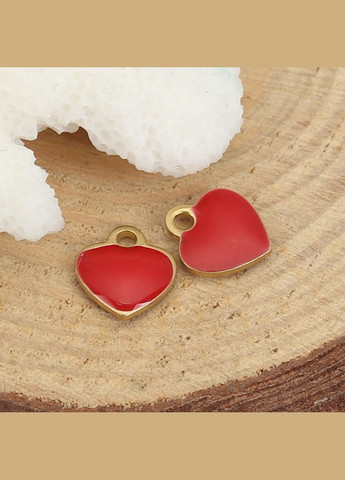 Підвіски металеві Кулон серце Червона емаль золотиста основа 10 мм x 9 мм Finding (323167540)
