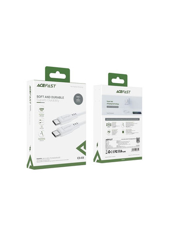 Дата кабеля (m462968) Acefast USB-C to USB-C 1.2m 3A TPE C3-03 White (367065622)
