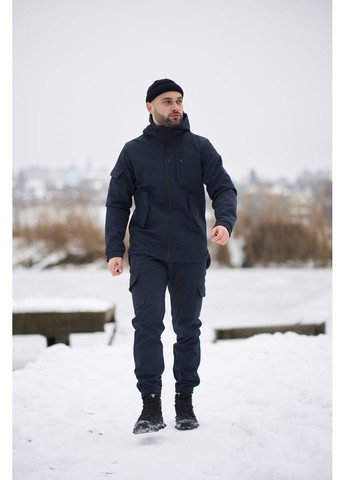 Чоловічий костюм Softshell синій — утеплений водовідштовхувальний комплект (куртка + штани) Intruder (367007682)