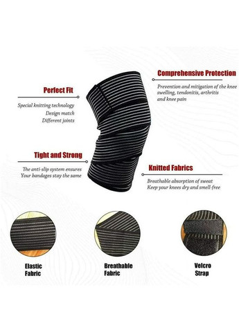 Еластична пов'язка для коліна унісекс 70 см Чорна AOLIKES (349744696)