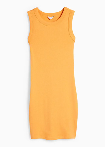 Оранжевое кэжуал платье в рубчик из хлопка C&A однотонное