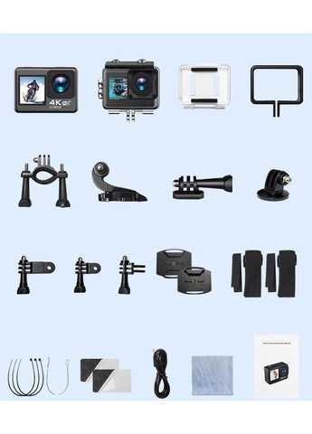 Екшн камера V8 Full HD 4K Wi-Fi з пультом дистанційного керування і водонепроникним боксом No Brand (332636954)