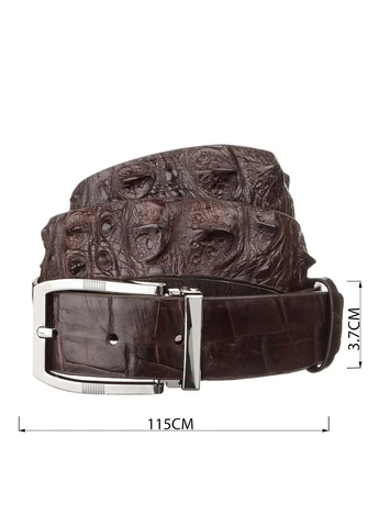Ремінь чоловічий CROCODILE LEATHER з натуральної шкіри крокодила Коричневий Верховинка 18178 (398256133)