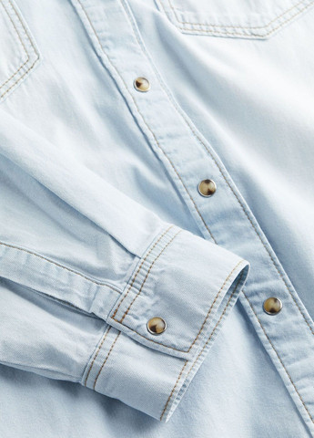 Голубой джинсовая рубашка однотонная H&M
