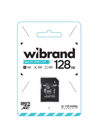 Карта памяти microSDXC (UHS-1 U3) 128Gb class 10 (adapter SD) (WICDHU3/128GB-A) Wibrand (357472477)