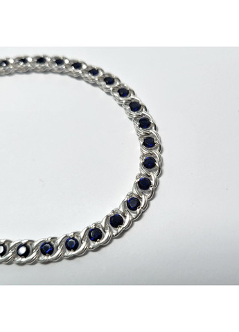 Серебряный браслет Арабский Бисмарк с Синими камнями 17 - 21 см серебро 925 пробы 7003 син 8.22г Nobrand (369612478)