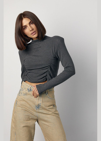 Трикотажный женский гольф с драпировкой и надписями Lurex (317211763)