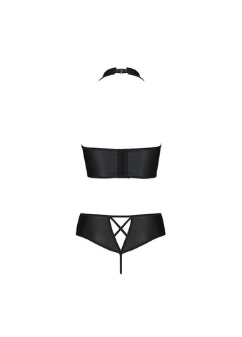 Черный демисезонный комплект из эко-кожи nancy bikini black - cherrylove Passion