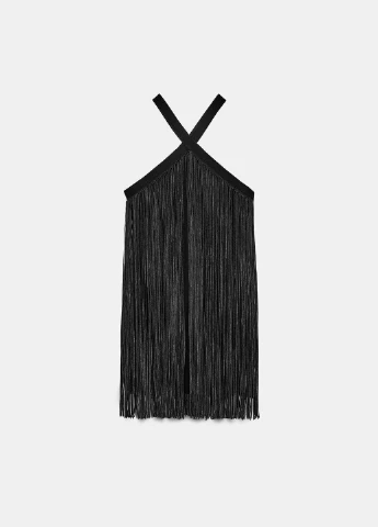 Черное платье Zara однотонное