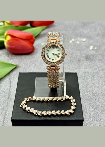 Набор розового цвета: браслет и часы (100720) No Brand (339625235)