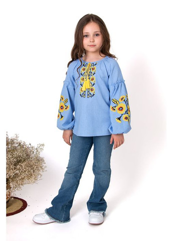 Голубая вышиванка для девочки Mevis (306543397)