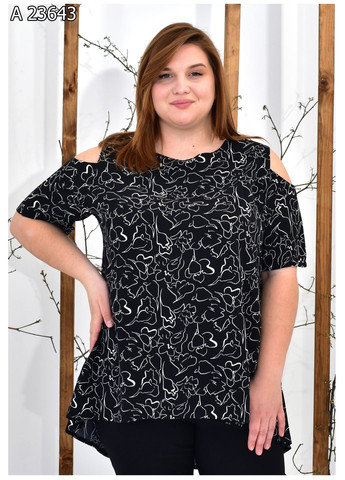 Чёрно-белую женская летняя блузка большого размеар SK
