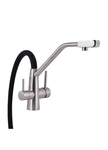 Смеситель для кухни Aria с гибким изливом с подключением для питьевой воды (k35) LDARI020F3BNK37647 Black/Nickel LIDZ 020F3 (323485798)