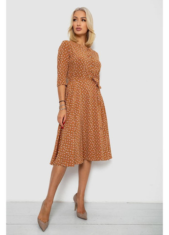 Коричнева сукня софт з принтом,, 230r1011-5 Ager