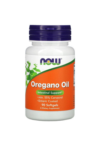 Масло орегано Oregano Oil для поддержки здоровья кишечника 90 капсул Now Foods (265229765)