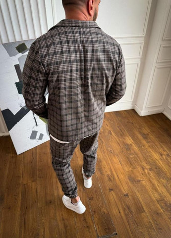 Сірий демісезонний костюм чоловічий стильний модний осінній No Brand