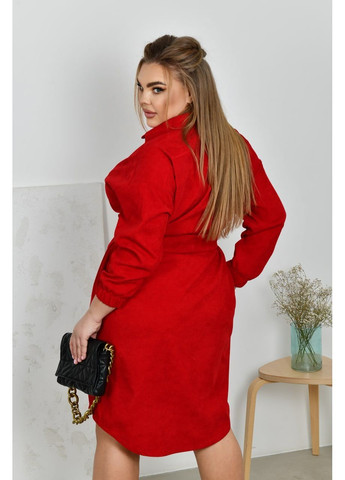 Красное праздничный, повседневный, кэжуал женское платье-рубашка из микровельвета рубашка No Brand однотонное