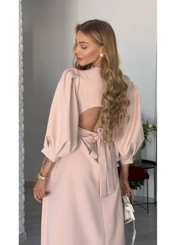 Бежевое праздничный, повседневный, вечернее, кэжуал, деловое женское платье колокол No Brand однотонное