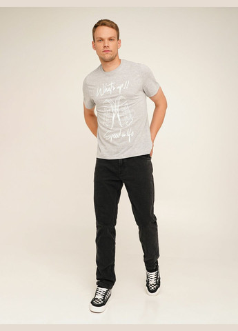 Серая футболка с принтом мужская p-mb02308 серый shop (2000990527424) LAWA