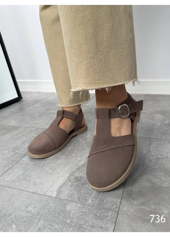 Коричневые замшевые босоножки No Brand