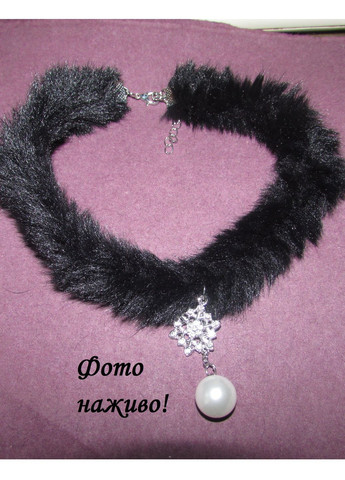 Меховой черный чокер колье с мехом снежинкой, жемчужиной, 1722 No Brand (368887156)