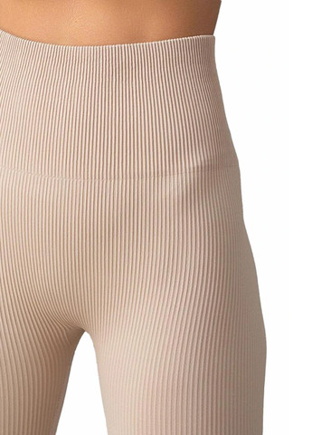 Бежевые демисезонные леггинсы в рубчик с моделирующим швом сзади leggings rib (naturale-l/xl) бежевый Giulia