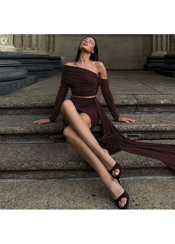 Жіночий костюм з спідницею мікродайвінг No Brand Г792/793-413/1 (370590769)