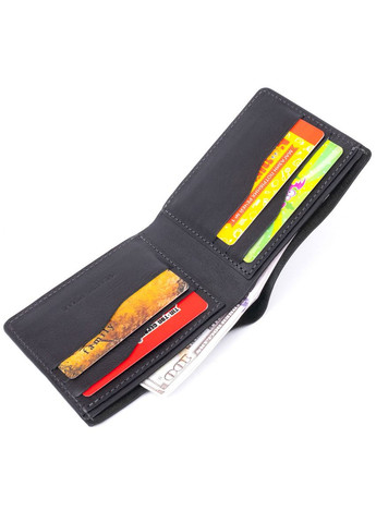 Горизонтальне портмоне в гладкій шкірі без застібки 11311 Чорне Grande Pelle (298567386)