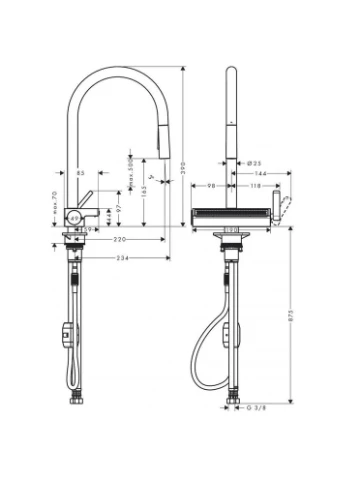 Смеситель для кухни Aquno Select M81 73837000 Hansgrohe (396963944)