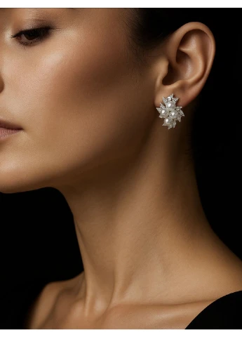 Серебряные серьги с жемчугом и цирконием. Family Jewelry House (351897819)