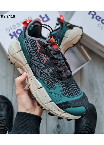 Комбіновані кросівки чоловічі reebok zig kinetica 2.5 edge turquoise рібок зіг кінетіка демісезон No Brand